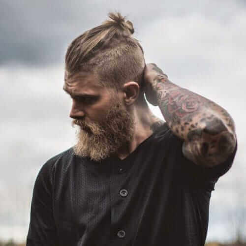 Top Knot + Undercut + Lumberjack Beard Style