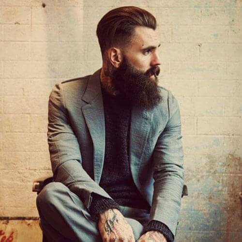 Long Hipster Beard with Slicked Back Undercut