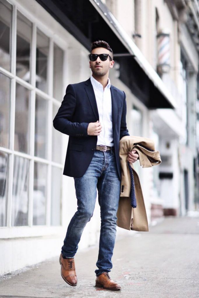 Navy Blue Blazer With Jeans For Men