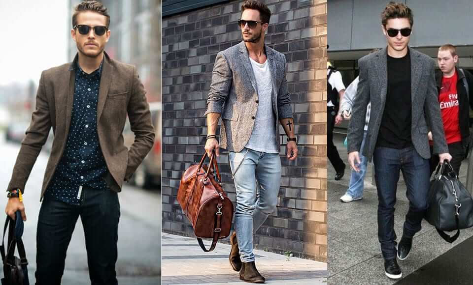 Dark Grey Blazer With Jeans For Men