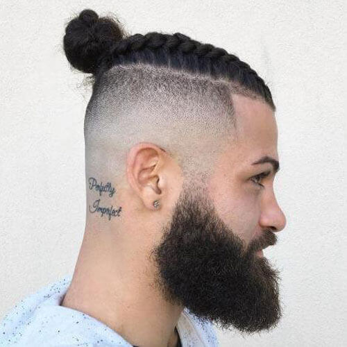 Braided Man Bun with Beard