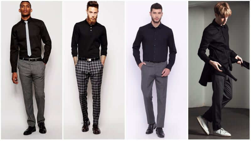 Black Shirt Outfit Ideas for Men 2021-Black Shirt Combination Pants- black shirt matching pants and shoes