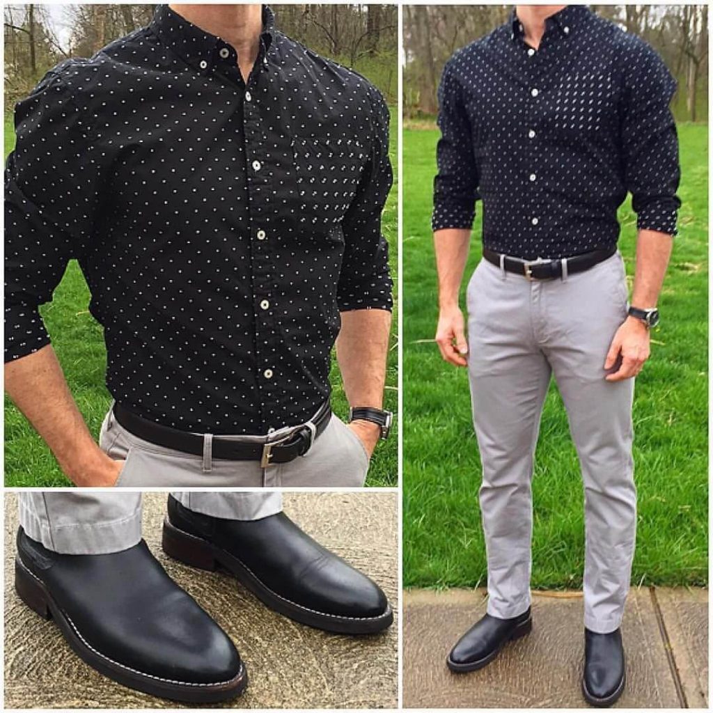 Black Shirt Outfit Ideas for Men 2021-Black Shirt Combination Pants- black shirt matching pants and shoes