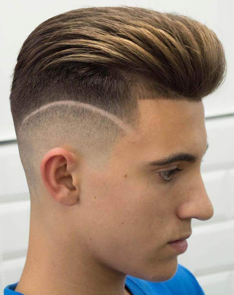 Line up and Disconnected Fade with a Pompadour-5