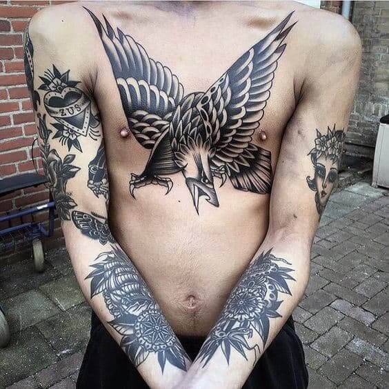 eagle chest tattoo for men-35