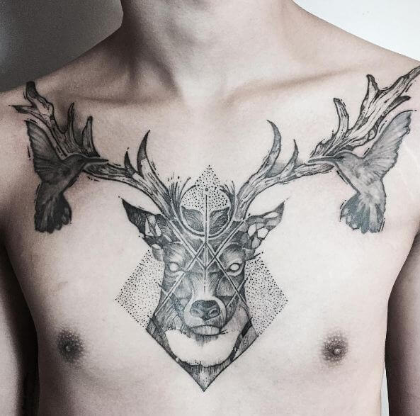 deer tattoo on chest-45