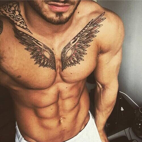 small wings chest tattoo-49