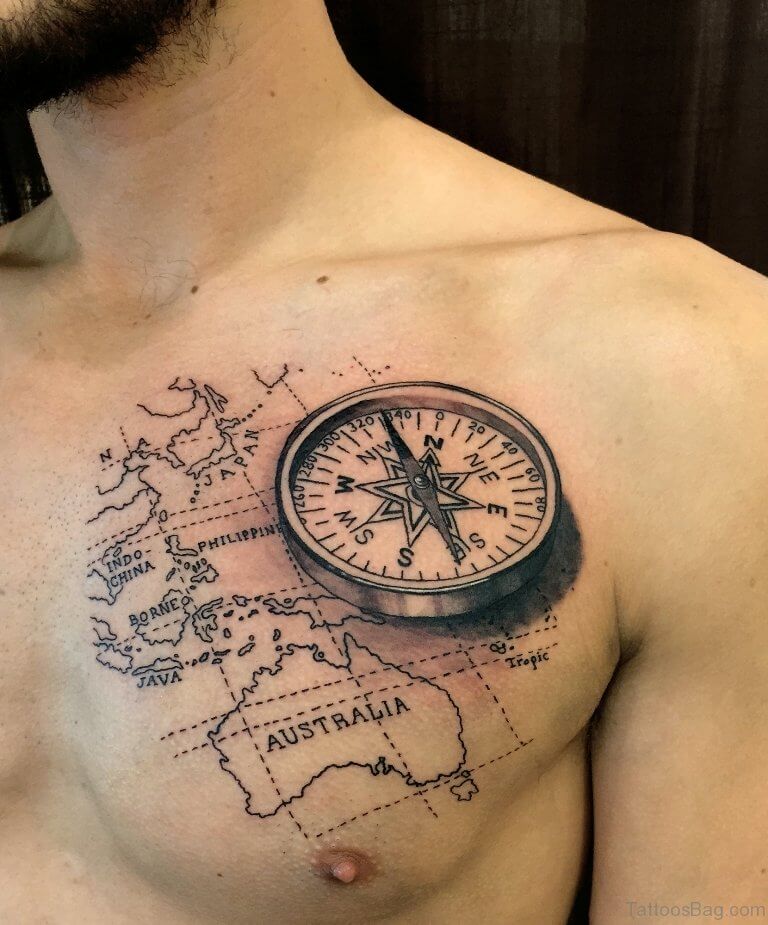 world map compass tattoo design-56