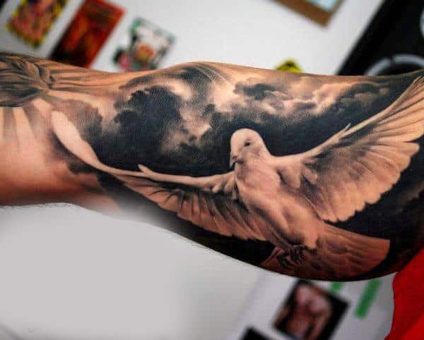 birds flying tattoo