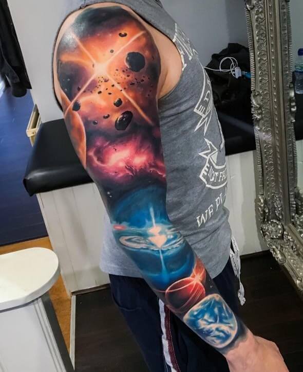 Space and stars tattoo