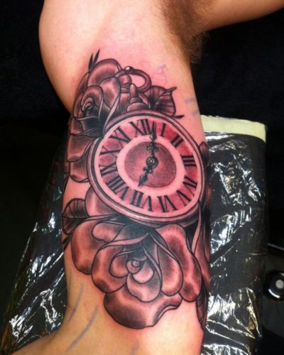 clock tattoo designs for men arm