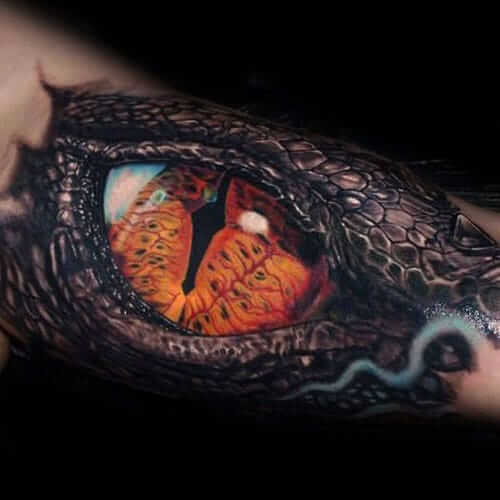 mens eye tattoo on bicep