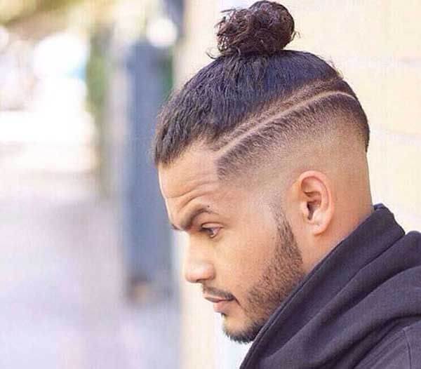 man bun with fade and lineup