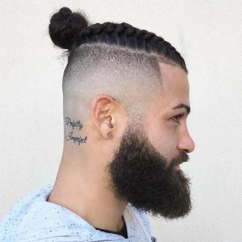 man bun with faded sides
