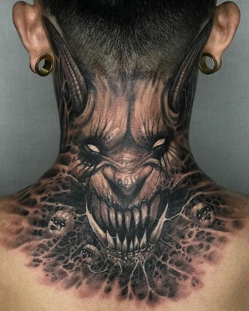 cool back neck tattoos for men