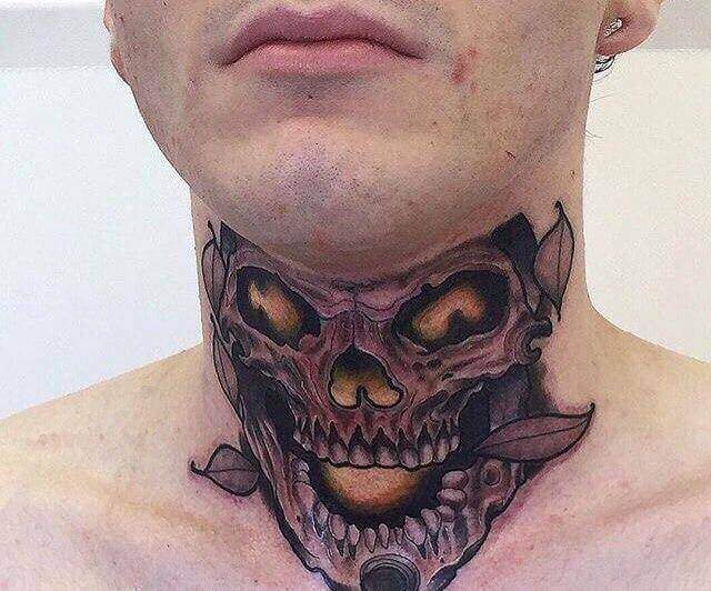 front neck tattoo designs