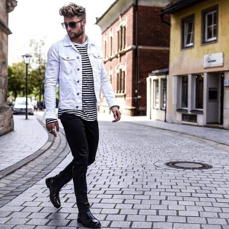 how to wear white denim for guys