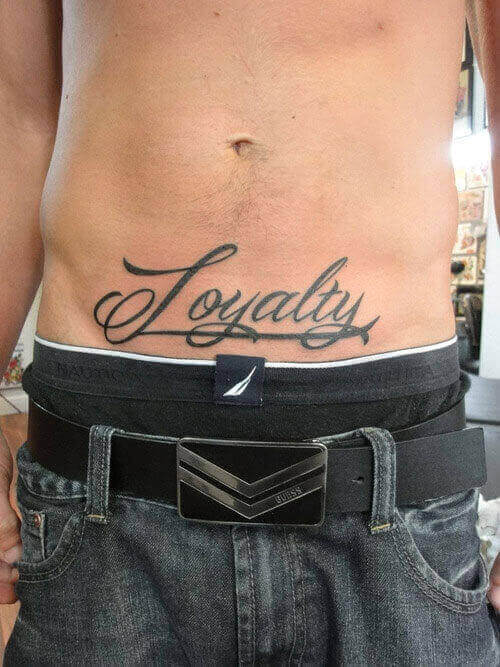 Lettering Tattoo On Man Stomach2