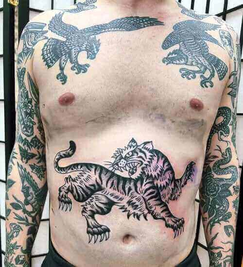 Tiger Tattoo On Stomach