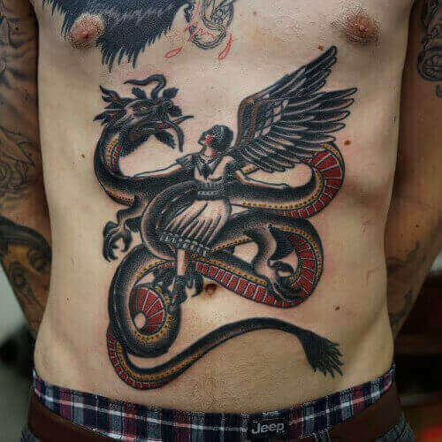 Dragon Tattoo On Stomach
