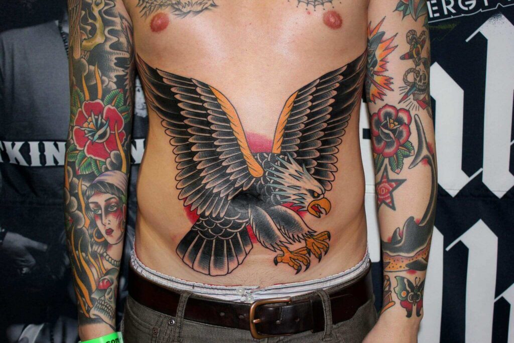 eagle stomach tattoos for men