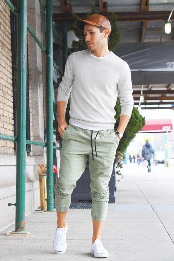 Drip Outfit For Guys-joggers with plain shirt