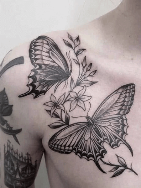 Collarbone Butterfly Tattoo-18