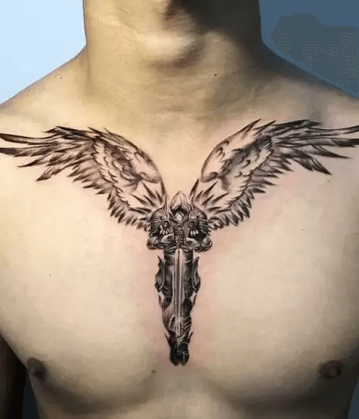 Collarbone Wing Tattoo-14