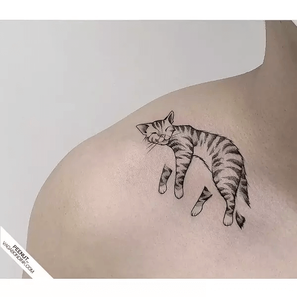 Sleeping Cat collarbone tattoos for men-17
