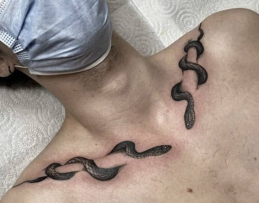 snake collar bone tattoos-1