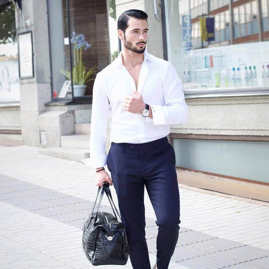 Crisp White Shirt with Black Trousers-9