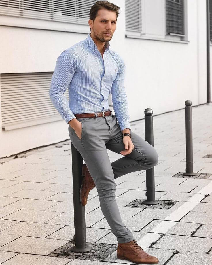 Light Blue Shirt with Charcoal Grey Pants-2