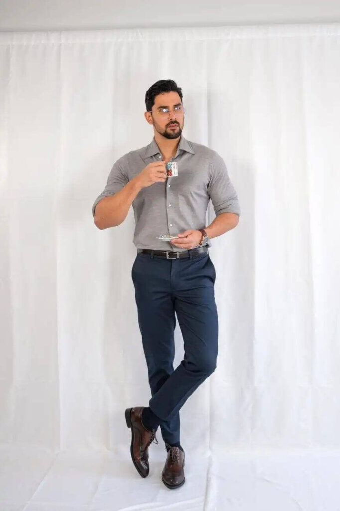Light Grey Shirt with Navy Pants-10