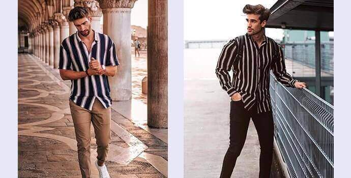 Striped Shirt with Solid Colored Trousers-3